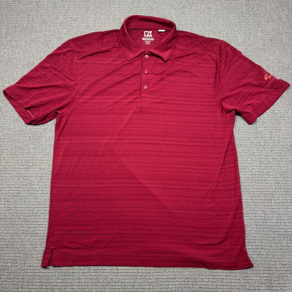 Cutter & Buck Mens Small Red CB DryTec Poppy Ridge Golf Polo Shirt Short Sleeve